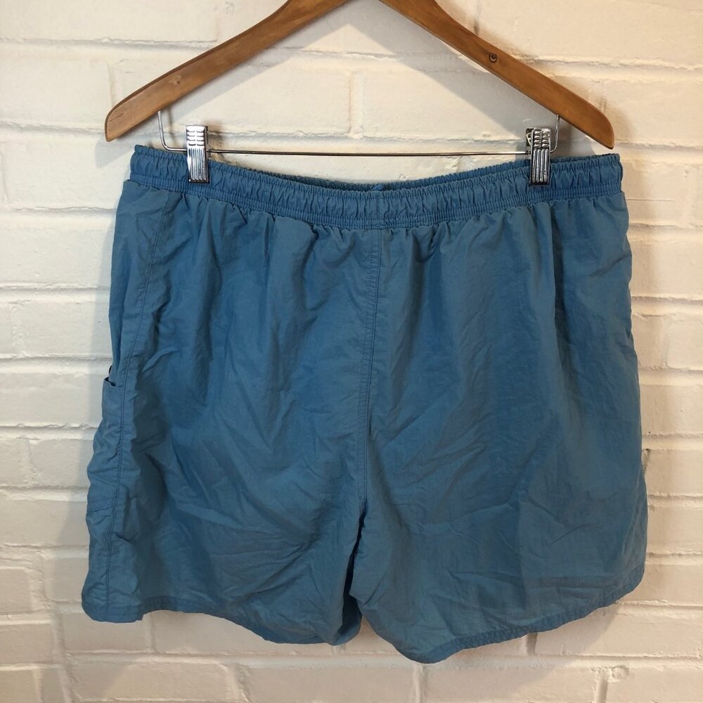 Vintage 90's Nike Swoosh Swim Trunks Light Blue Mesh Lined Shorts Men's XL